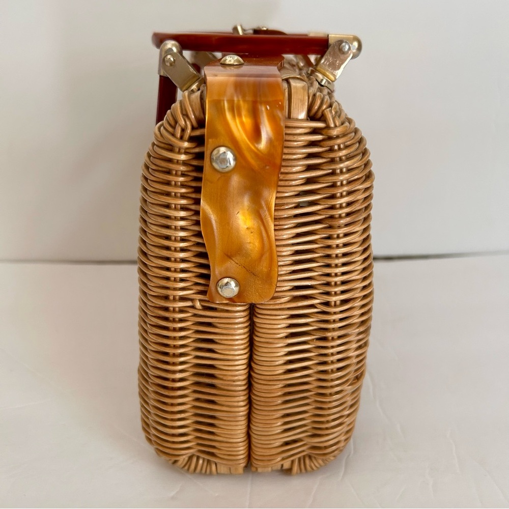 60s Vintage Tropical of Miami Wicker and Lucite Purse Handbag - Picture 7 of 16